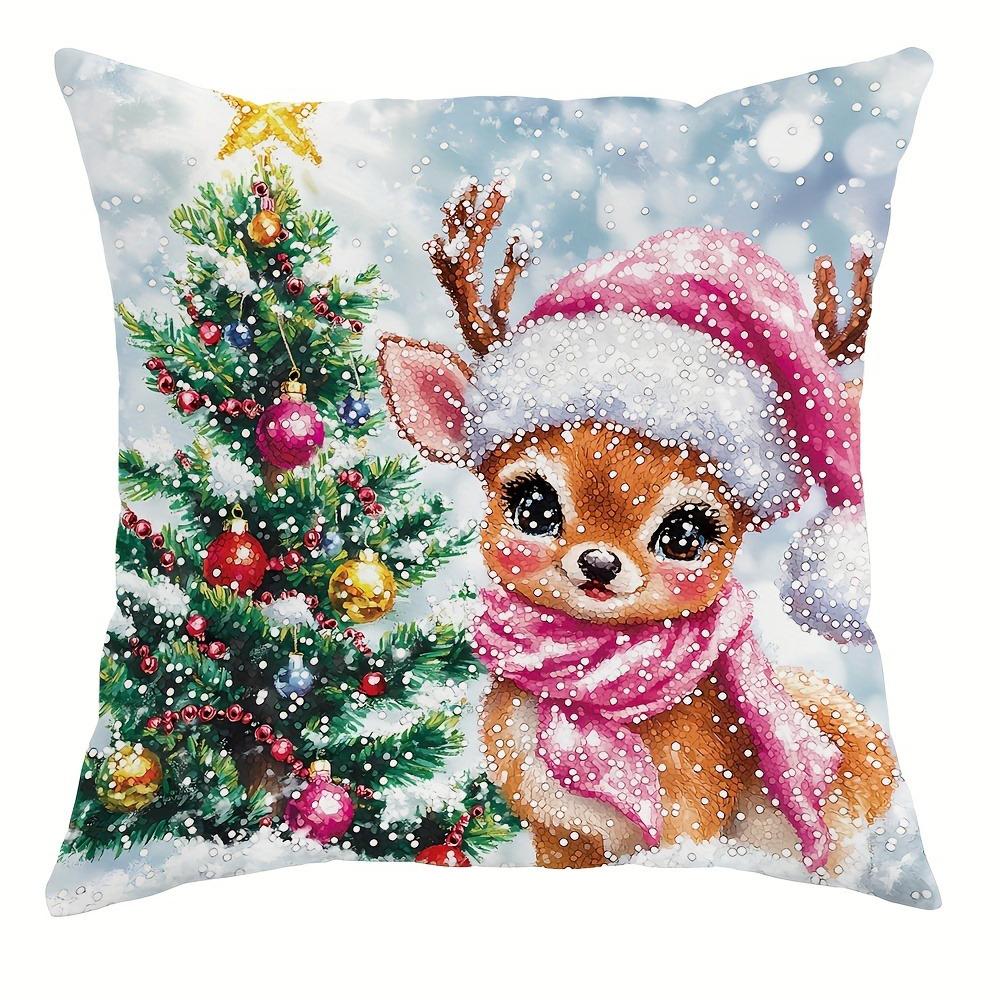 Cute Santa Claus Snowman Garland Pillowcase Christmas and New Year Gift Suitable for Home Room Living Room Sofa Cushion Cover