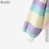 ZANZEA Women Casual Colorful Stripe Print Long Sleeve Blouse