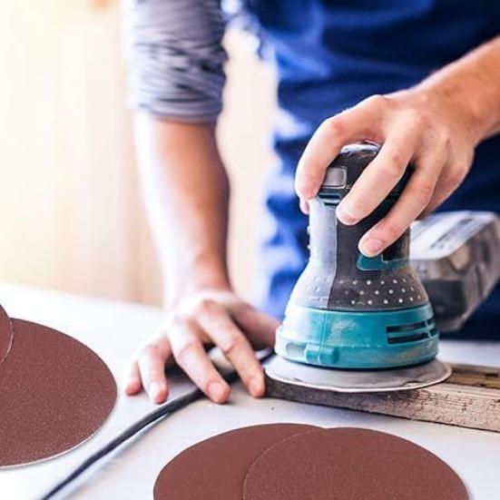 5 Pcs Sanding Discs 150mm 6inch Hook-and-Loop Sandpaper Orbital Sander Pads Sand Sheets for Wood, Metal & Plastic Surface Sanding