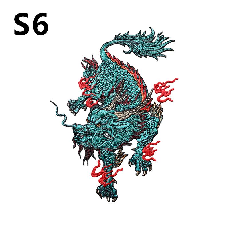 Chinese Style Auspicious Dragon Patches 2 Sizes Kirin Embroidery Patches For DIY Sewing Jacket Fashion Clothes Decor Accessories