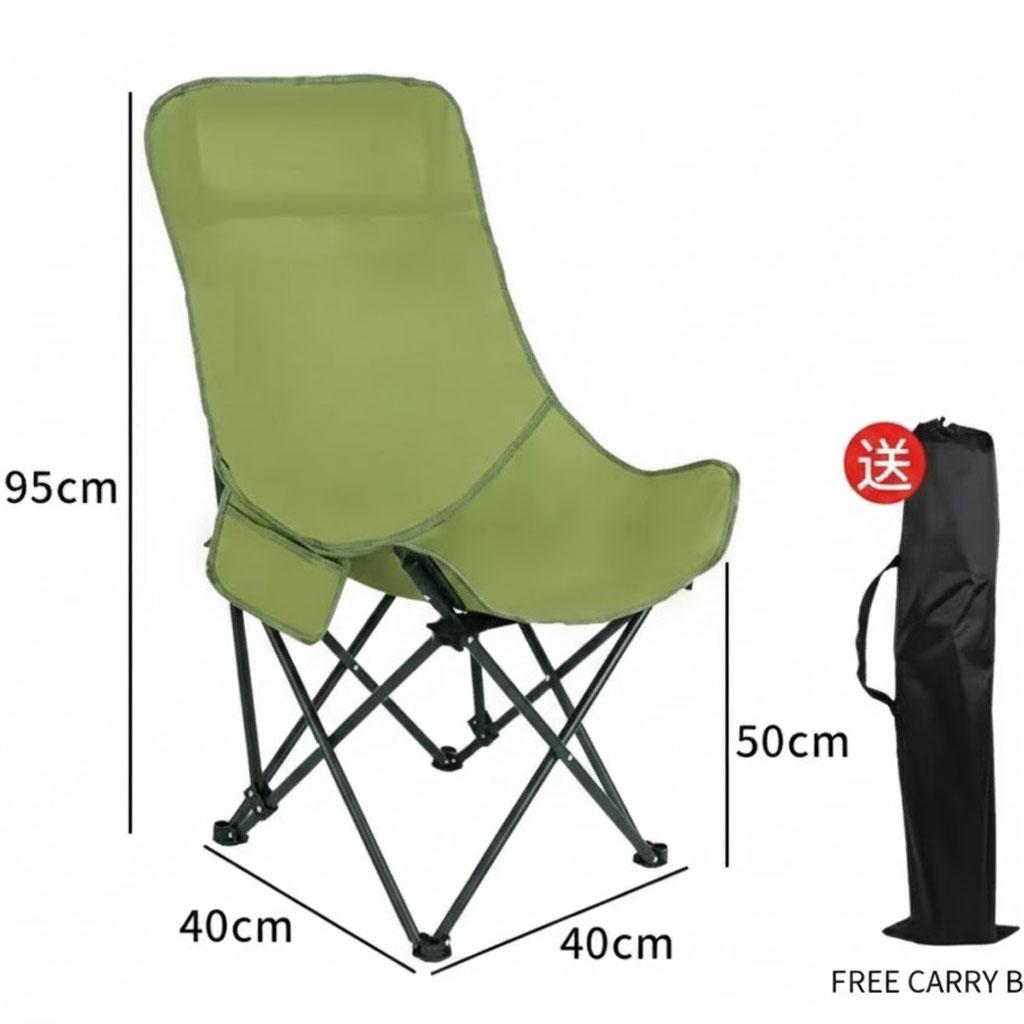 High Back Folding Moon Chair Lightweight Portable Camping with Headrest Heavy Duty Outdoor for Fishing Essential