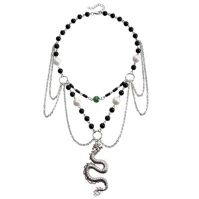 Accessories, Vintage Twist Dragon Pendant Metal Sweater Chain, New Year'S Necklace Female