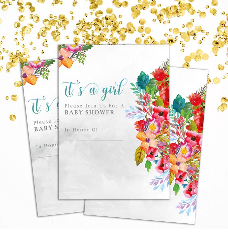 Darling Souvenir Einladungskarte für Babyparty, druckbar, zum Ausfüllen oder Beschreiben, blanko, Einladungen, Partyzubehör, 28 Stück