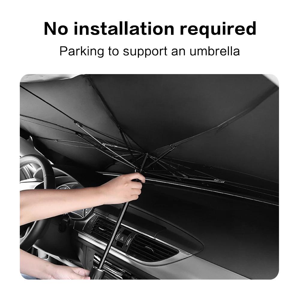 Car Sunshade Umbrella-style Front Glass Silver Glue Sunscreen Heat Insulation Cloth Uv Resistant Folding Umbrella Tools Amagi