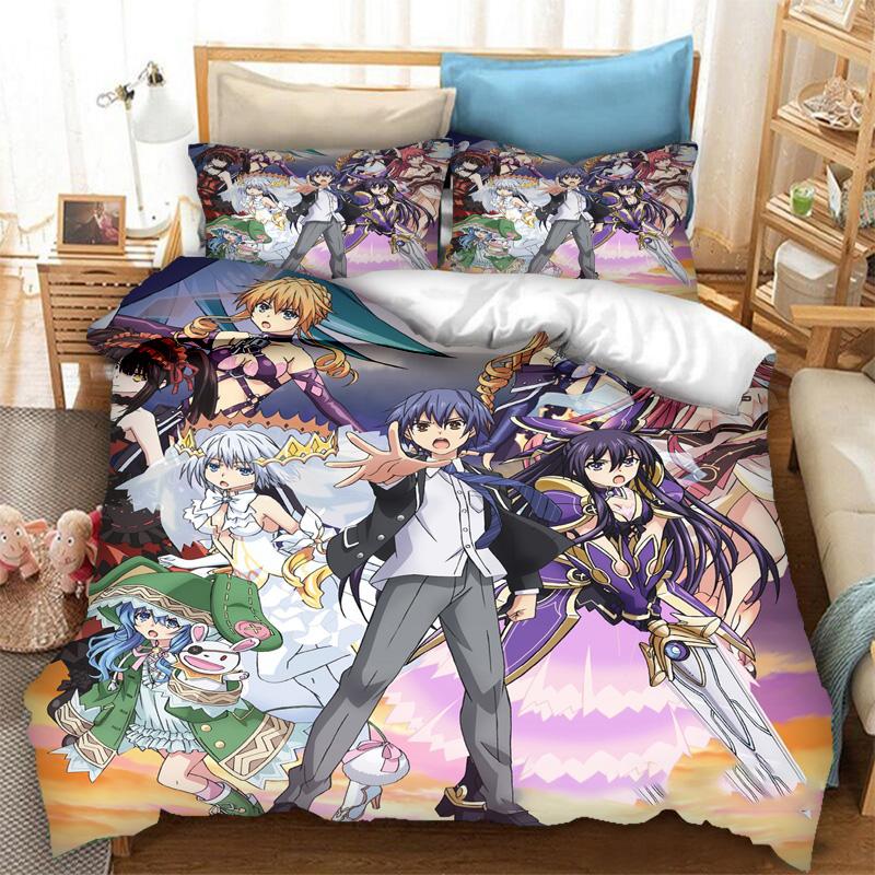 3D Printing Anime Date A Live Bedding Set Boys Girls Twin Queen Size Duvet Cover Pillowcase Bed Kids Adult Fashion Home Textiles