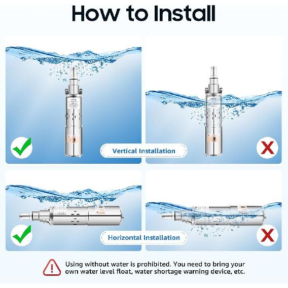 Solar Water Pump Deep Well, DC 12V 180W Deep Well Pump, Deep Well Submersible Solar Water Pump Farm Ranch Irrigation Pump Kit, Solar Submersible Pump