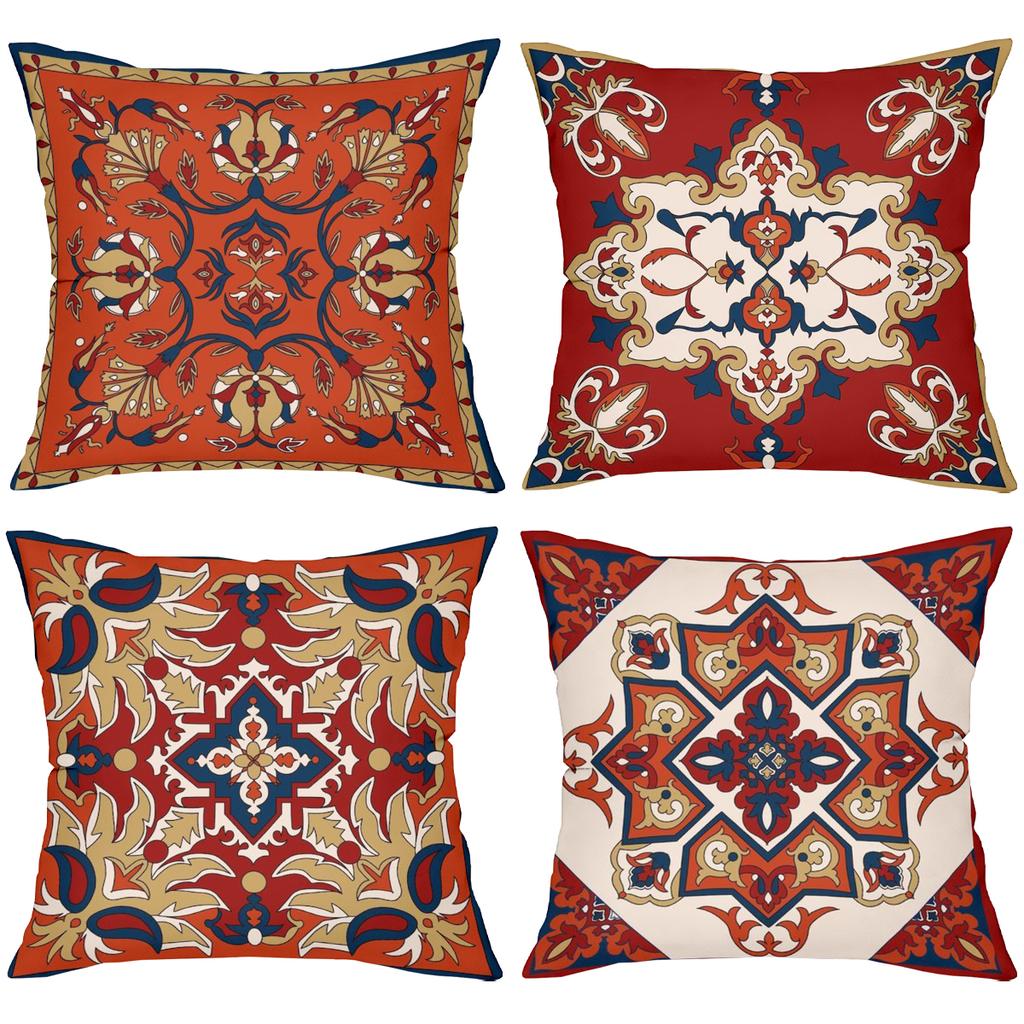 Oriental Patterned Throw Pillows For Home Decor Polyester Pillowcase, Sofa Decorative Cushion Cov Headboard Pillow