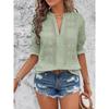 Women's Summer T-shirt Solid Color V-neck Puff Sleeve Hollow T-shirt
