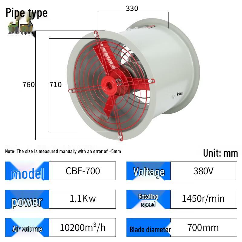 Junshuo CBF-700 Industrial Axial Flow Duct Exhaust Fan