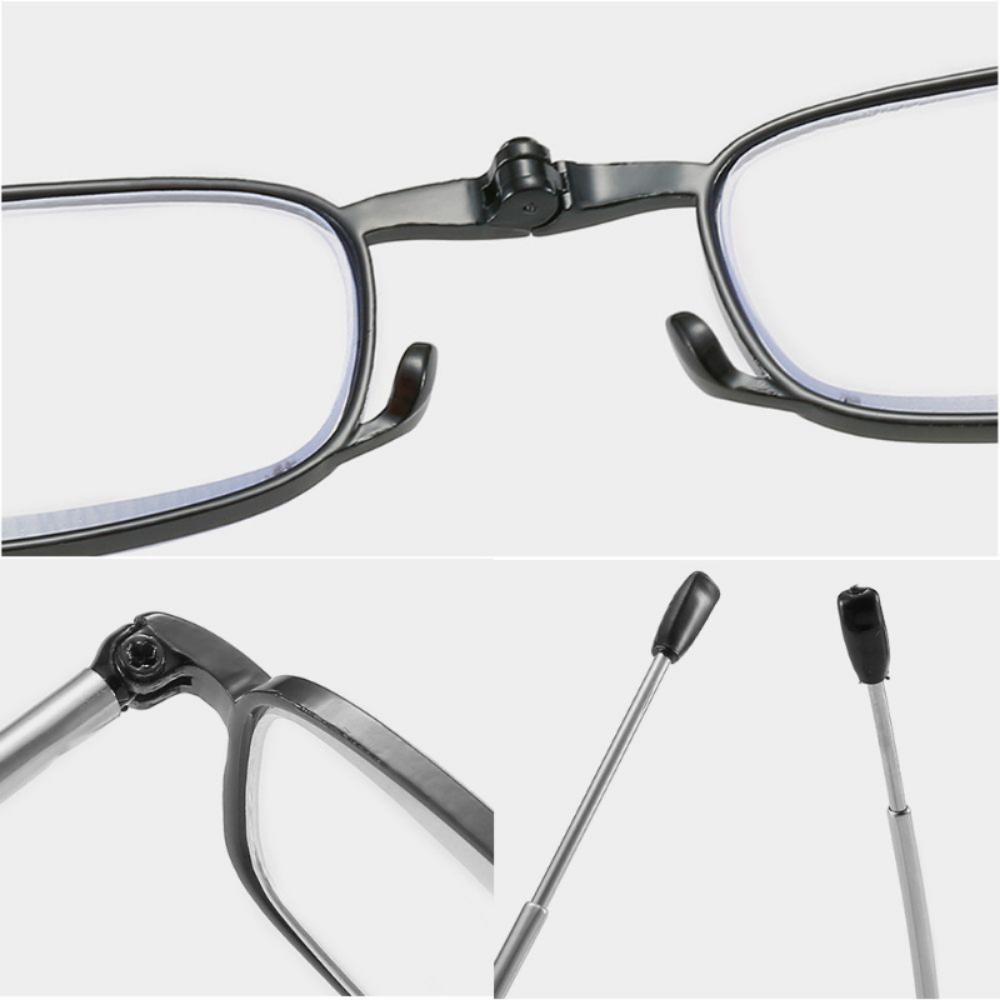Folding Reading Glasses Portable Key Chain Anti Blue Ray Presbyopic Eyewear with Leather Case for Men Women