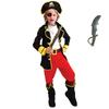 Pirate Halloween Costume with Knife and Props for Kids Caribbean Pirates Cosplay Kids Party Event Performance Costume Skull Pattern Eyepatch Pirate