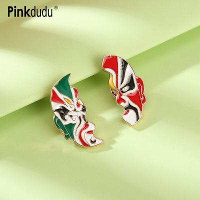 Creative Red Half Side Chinese Opera Face Brooch Retro Personality Green Enamel Metal Brooch for Women Jewelry PD1519