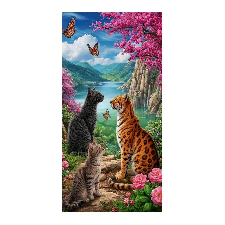 Cat and Butterfly Large Size Diamond Painting New Collection Animals Diy Full Drill Rhinestone Embroidery Mosaic Cross Stitch Kits
