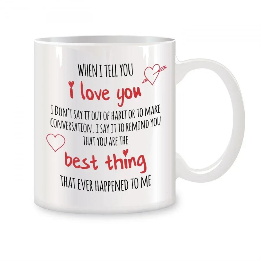 I Love You, You Are the Best, Boyfriend Cup, Girlfriend Cup, Birthday Gift, Novel Ceramic Coffee Teacup, White, 11 oz 320ml