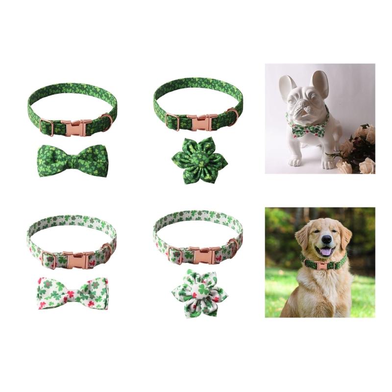 Puppy Flower Collar Festive Shamrock for Small Medium Girl Dogs Cat Dog Collar Necklace Flower Costumes