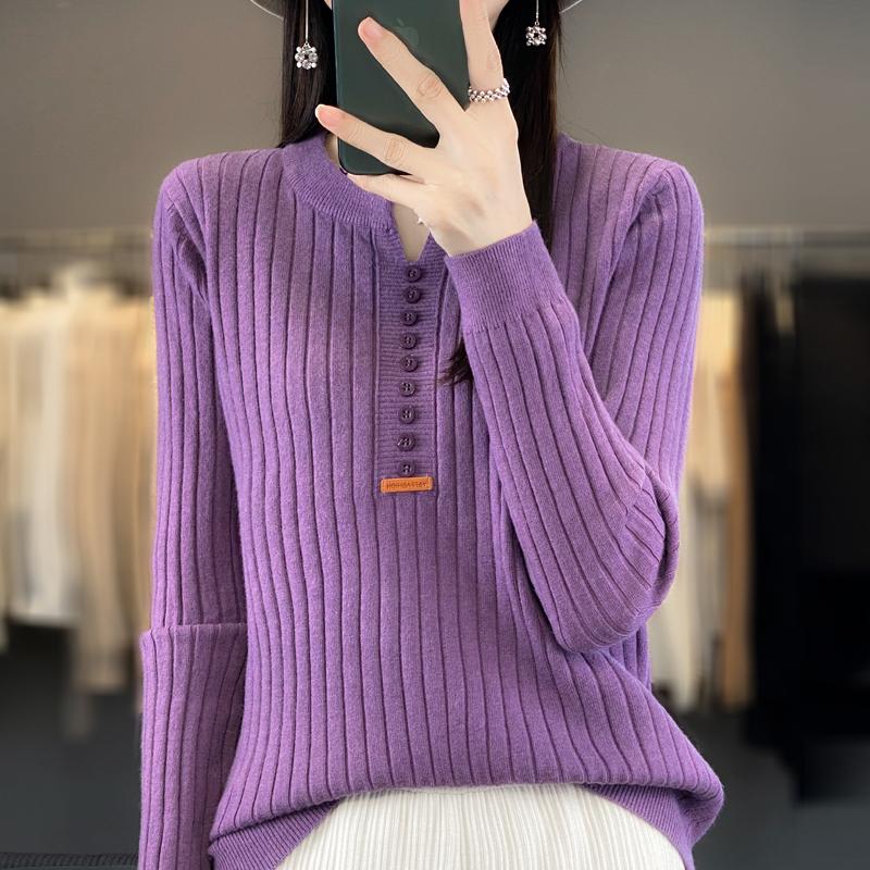 Women's Sweater Autumn/Winter New Solid Color Knitwear V-Neck Pullover Ladies Clothes Fashion Blouse Korean Style Loose Tops