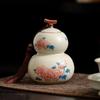 Chinesischer Stil Ru-Ofen Keramik Teedose, Kürbisformiges Vintage Teelagerglas mit Quasten-Dekor