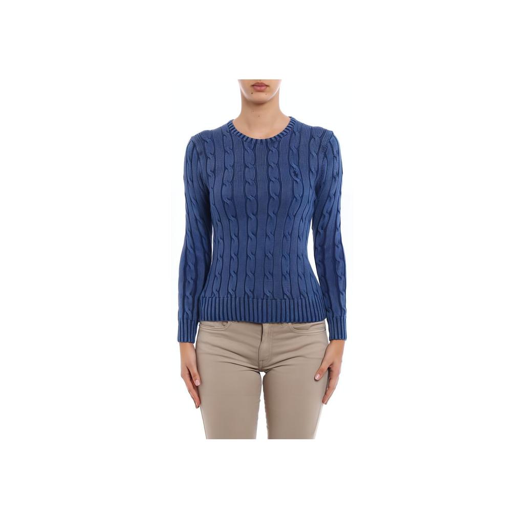 Polo Ralph Lauren Solid Color Crew Neck Slim Fit Knitted Long Sleeve Sweater Women sweater Blue 211580009-042