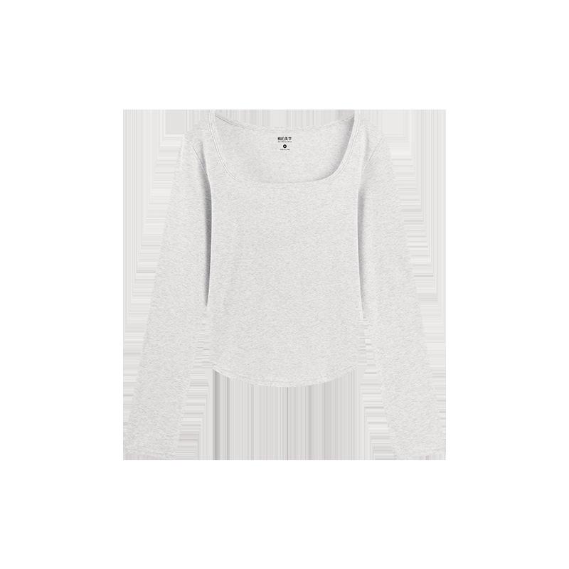 Spicy Girl Square Neck Slimming Long Sleeve T-shirt for Autumn/Winter