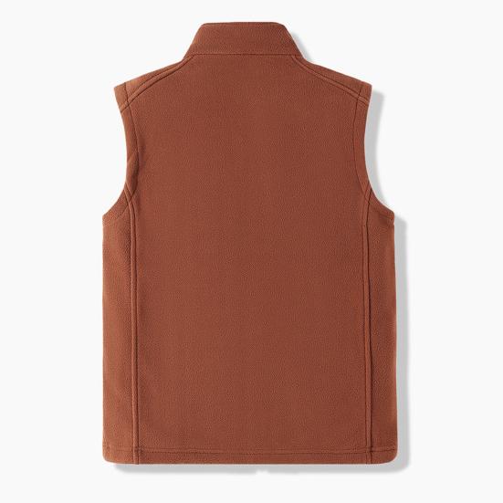 Men Polar Fleece Waistcoat Regular Fit Sleeveless Stand-Up Collar Vest Coat with Zipper Pockets Thermal Insulation Vest Jacket