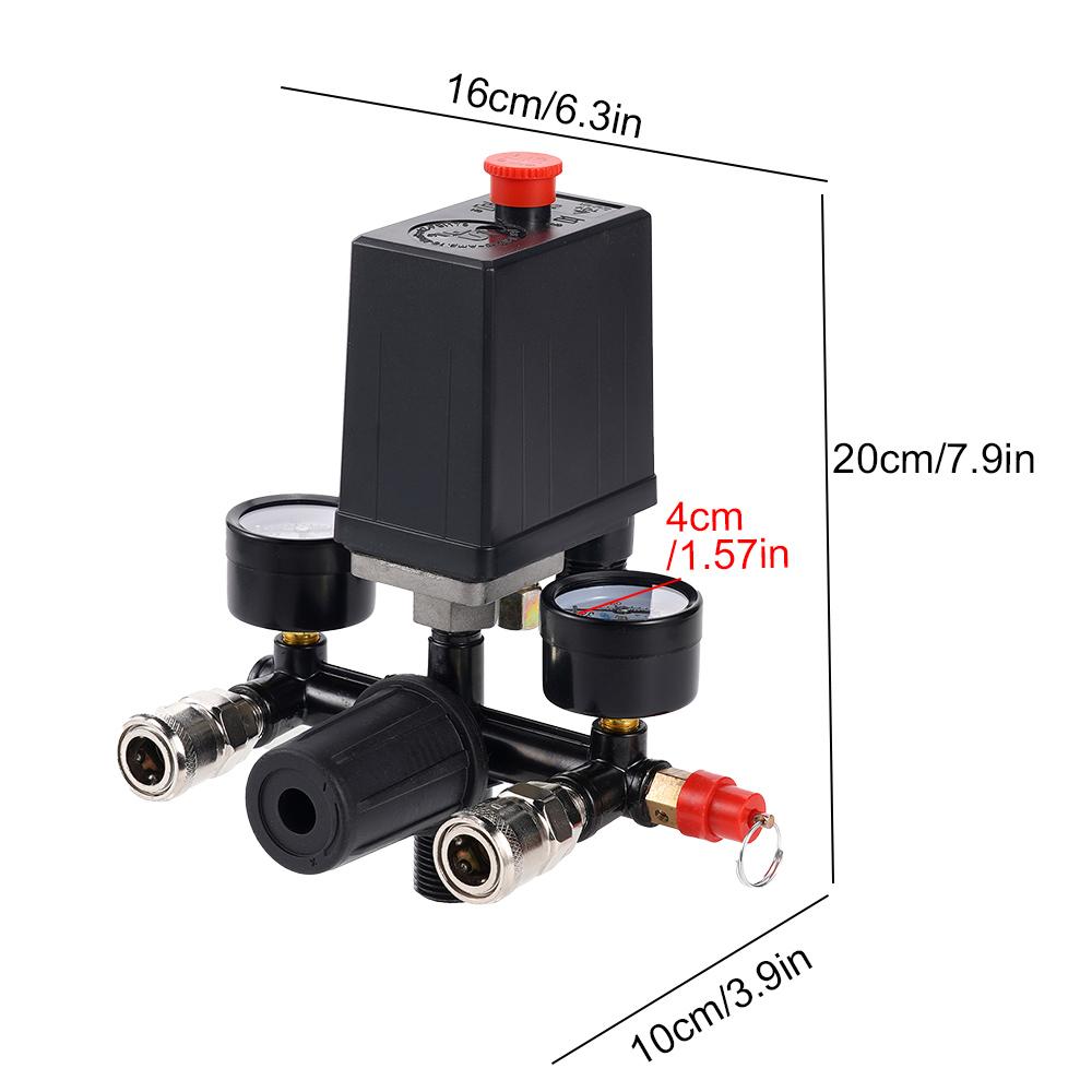 220V/380V Air Compressor Bracket 90-120psi With Switch Manifold Pressure Regulator Aluminum Alloy Safety Pressure Valve