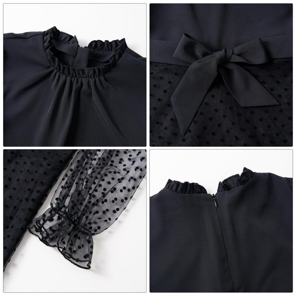 Kids Tulle Polka Dot Everyday 130 [Rolanko] Dress, Girls, Sleeves, Ruffles, Children's Dress, Pattern, Recitals, Weddings, Ceremonies, Wear, Parties,