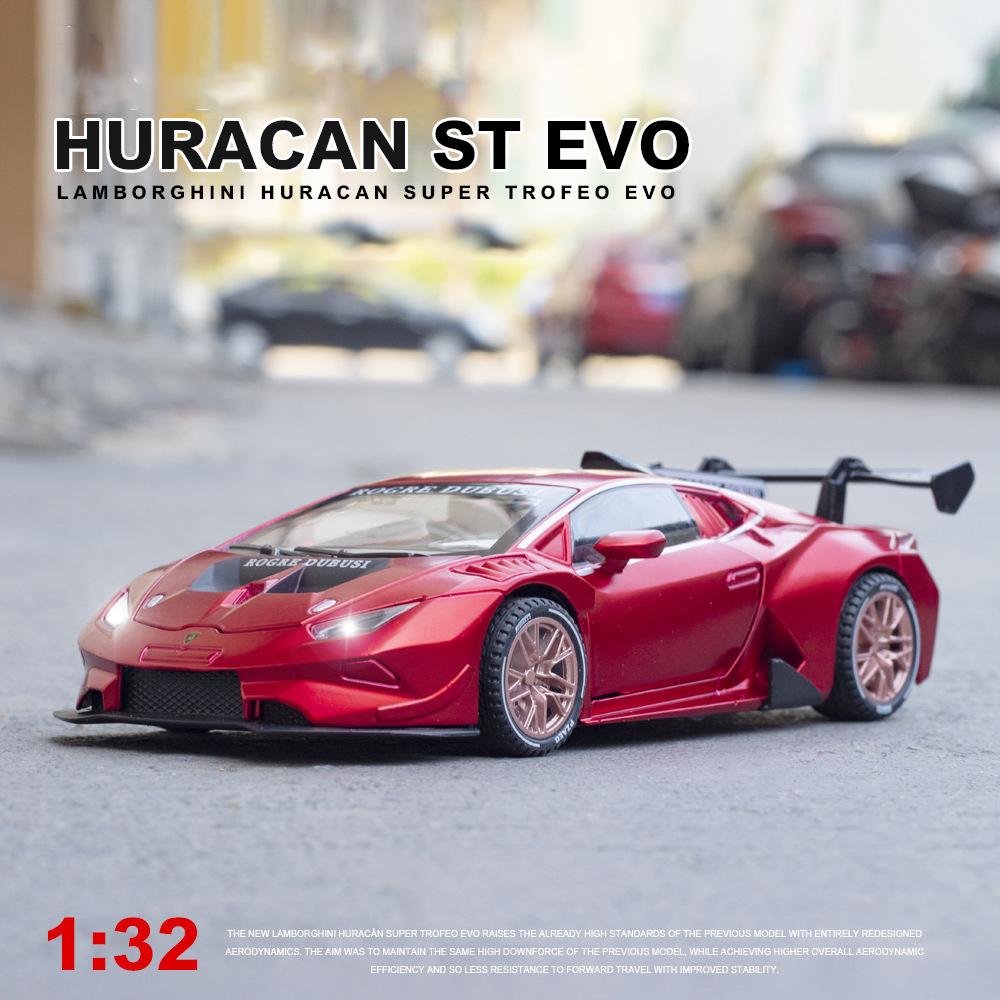 1/32 Scale HURACAN ST EVO Diecast Car Model Toy, Pull Back Toy Vehicle with Sound and Light for Kids Toddler Boys Girls Gift Collection