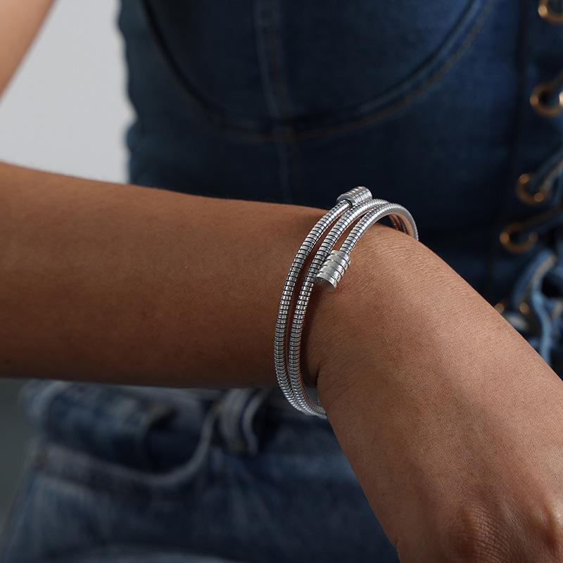 Boho Multiple Layers Bracelet Zircon  Vintage Gold Color Snake Chain Metal Rope Chain Fashion Bracelet For Women