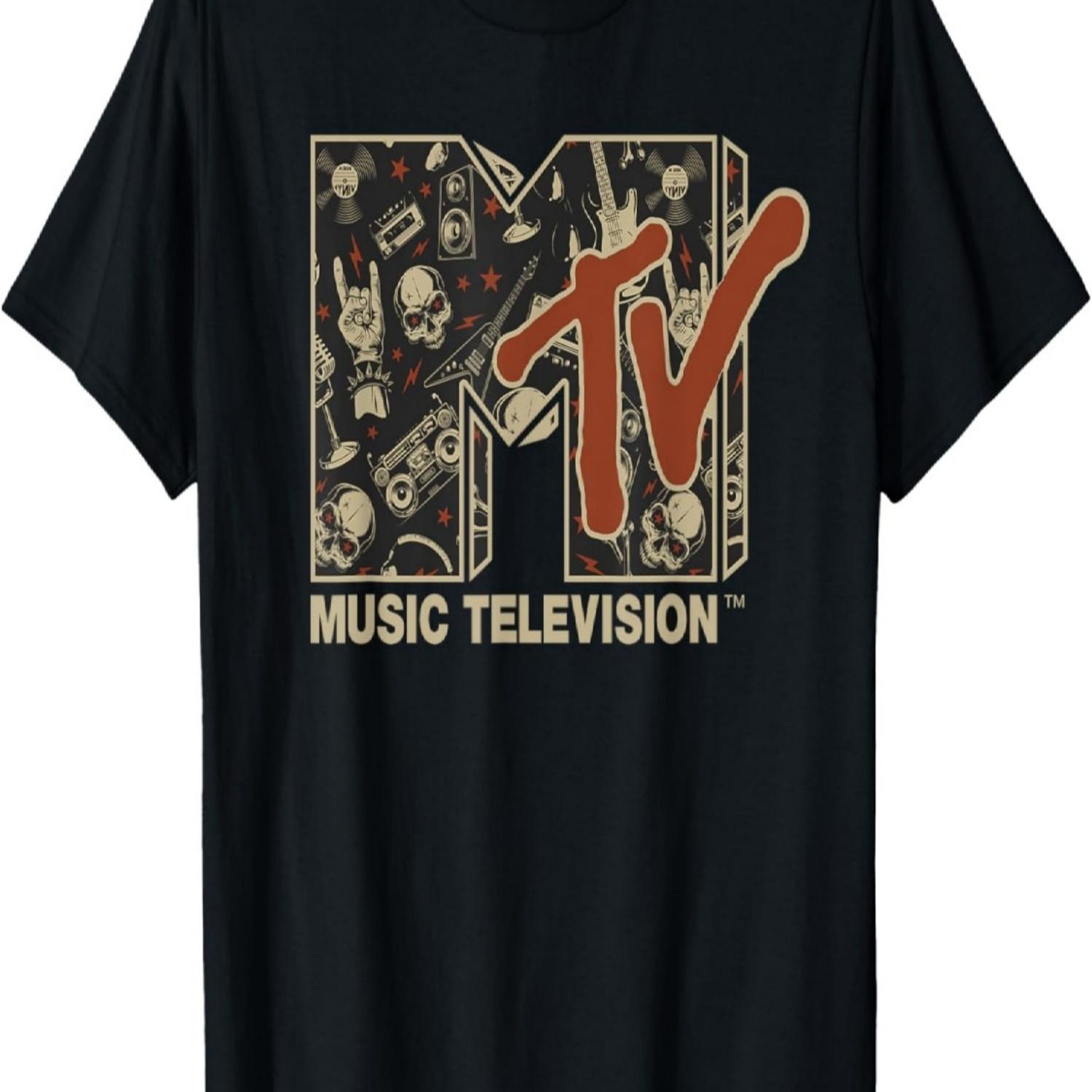 Mademark x MTV - MTV Rock n Roll Music Hard Heavy Metal Skull Guitar Vintage T-Shirt S чёрный