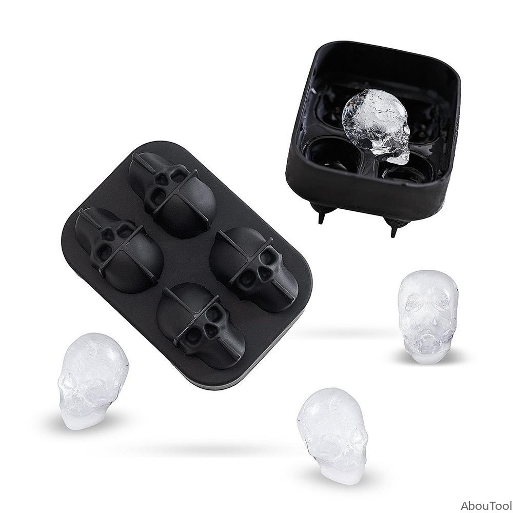 3D Skull Ice Cube Ice Maker Mold Silicone Cube Tray For Party Bar Whisky Wine Drinks Ice Molds Decoration Tools Popsicle Mold