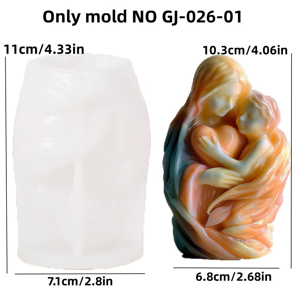 3D Jungfru Maria Gudinna Omfamnande Pojke Silikonform Morsdag Tacksägelsedag Gåva Hjärta Ängel Betong Cement Gipsformar