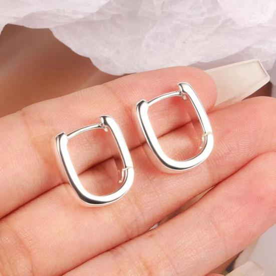 1 Pair Women Earrings, Hypoallergenic U-Shaped Hoop Earrings, Smooth Polished Surface Copper Earrings for Jewelry Gift