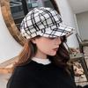 Vintage Men Women Autumn Winter Plaid Warm Beret Hat Wide Brim Octagonal Cap