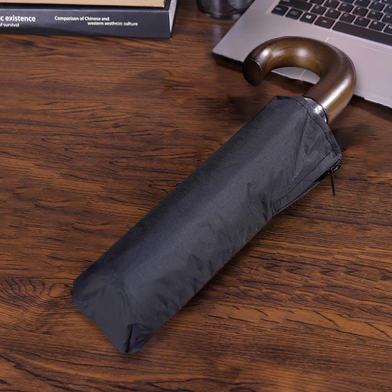 Shuangxiang Automatic 3-Fold Business Umbrella with Wood Handle