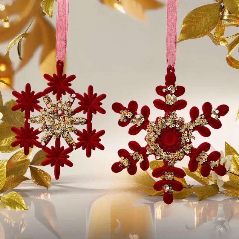 1Pcs Merry Christmas Flocking Wreath Pendant Elk Snowflake Xmas Tree Hanging Ornament Decor Christmas Decor Outdoor Gadgets