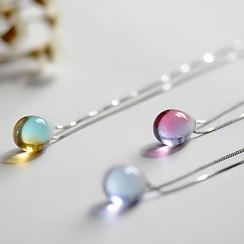 Modeschmuck Silber Halskette Kristall Oval Wassertropfen Anhänger Halskette Schmuck Zubehör für Damen Mädchen