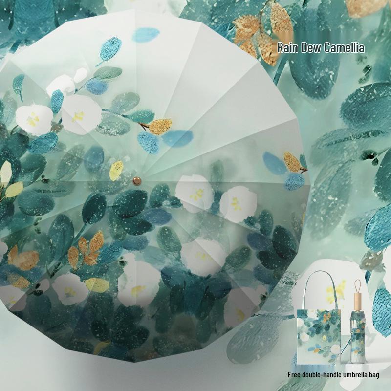 32-Bone Folding Dual-Use Women's Umbrella - Sun & Rain Protection, Anti-UV, Enlarged, Reinforced, Thickened Sunshade