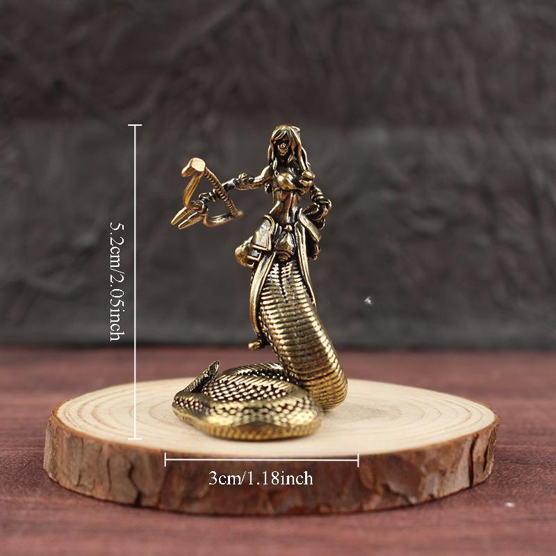 Латунная статуя Медузы Фигура древнегреческой мифологии Скульптура женщины-змеи Украшение Фигурка кобры Украшения для дома, офиса, рабочего стола