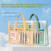 Expandable Transparent Plastic File Folder with Snap Closure Waterproof A4 Letter Size File Pouch Portable Documents Tote Bag for Office School