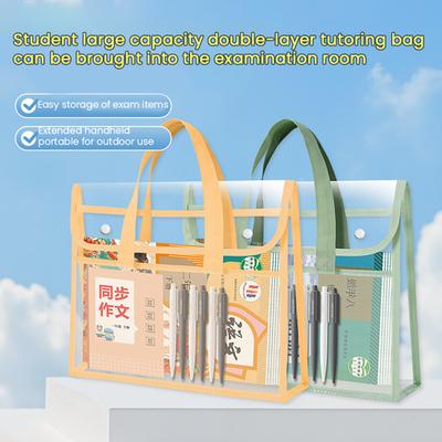 Expandable Transparent Plastic File Folder with Snap Closure Waterproof A4 Letter Size File Pouch Portable Documents Tote Bag for Office School