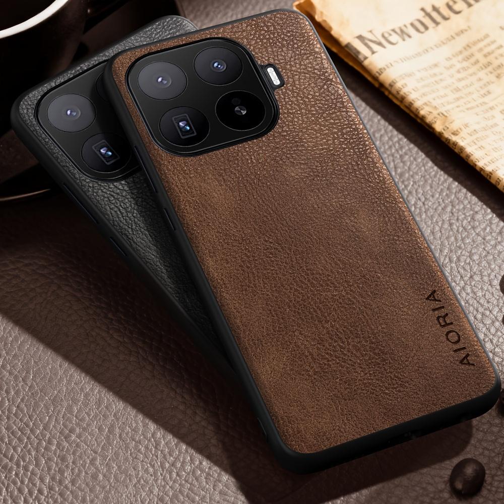 Phone Case - Luxury Case for Xiaomi 17 Ultra Pro Max 17T Pro Retro Fashion Natural Texture Solid Color Anti-Fingerprints Faux Leather Precise Camera