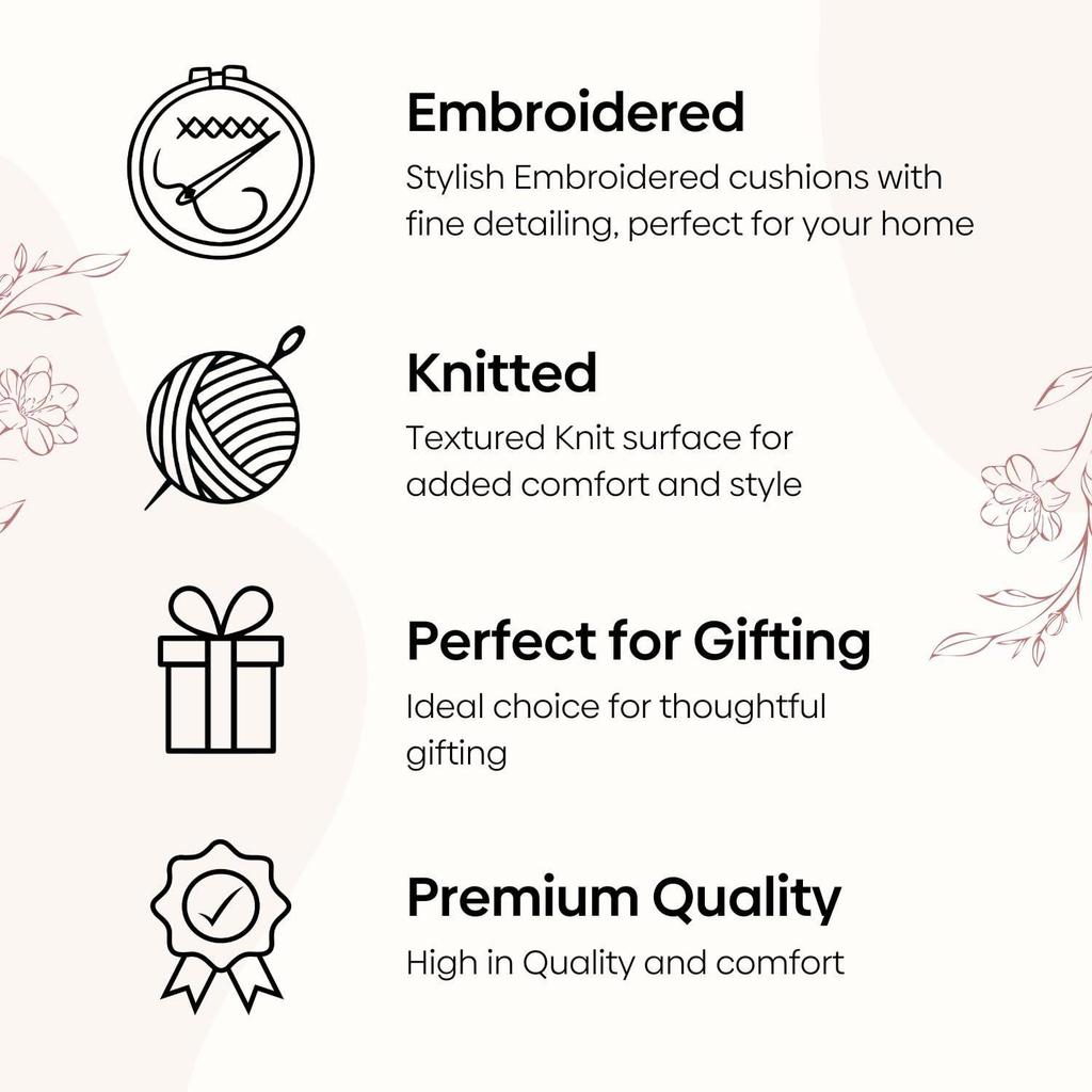 Decorative Embroidered Cushion Cover | Knitted Christmas Winter Pillow Cushion Cover for Sofa Living Room | 16inch x 16inch | Rudolph