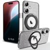 Protective Case - Booling - Iphone 16 Plus - Silicone - Rotating Support - Glitter