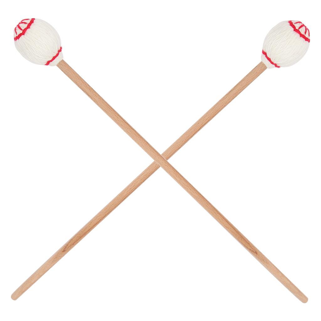 1 Pair Marimba Mallets Portable Maple Handle Wool Ball Sticks Percussion Playing AccessoriesWhite Ball