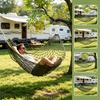 Portable Nylon Rope Net Hammock Breathable Camping Hanging Bed With Metal Rings For Outdoor Hiking Travel Garden