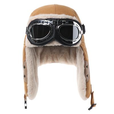 New Winter Men's and Women's Outdoor Skiing Fleece Thermal Goggles Pilot Hat Windproof Ear Cap