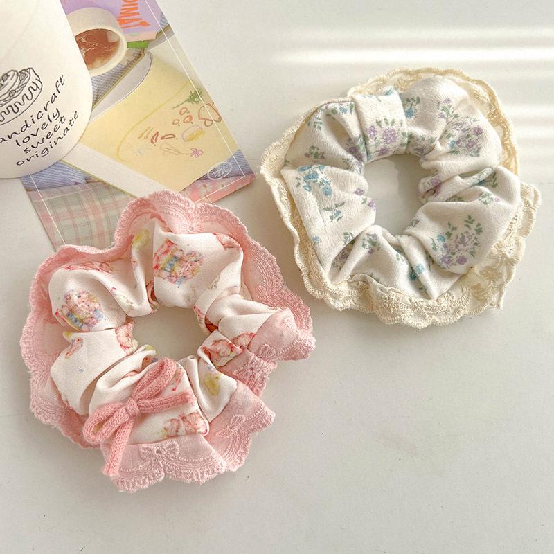 Children's Floral Lace Double-Layer Scrunchie Hair Tie