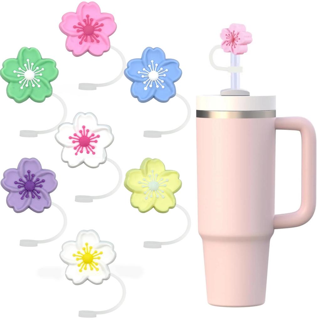 Plant Cartoon Straw Cover Straw Cap Silicone Dustplug Flower Party Straw Decoration