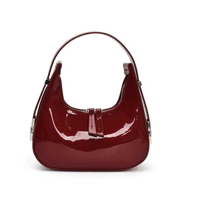 Niche design patent leather handbag women's new spring fashion versatile shoulder bag underarm bag