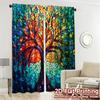 2pcs, 2D FLAT PRINTING Curtains (Without Rod) Colorful Tree Mosaics Popular Curtain Cloth Machine Washable Fabric Curtains